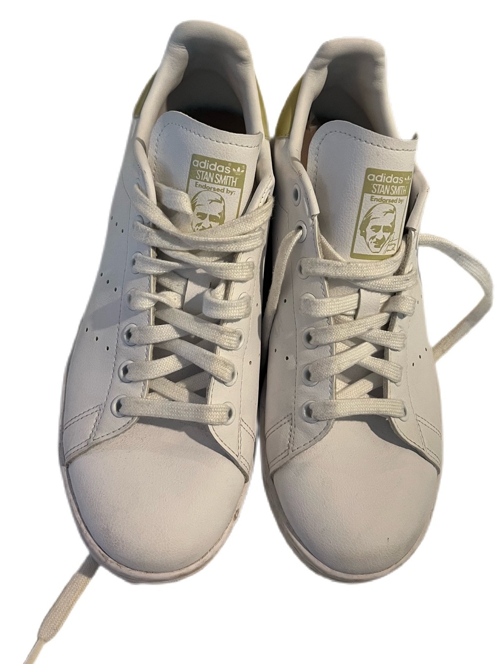 Adidas Stan Smith Womens Size 9 White Leather Sneakers with Green Heel Tab